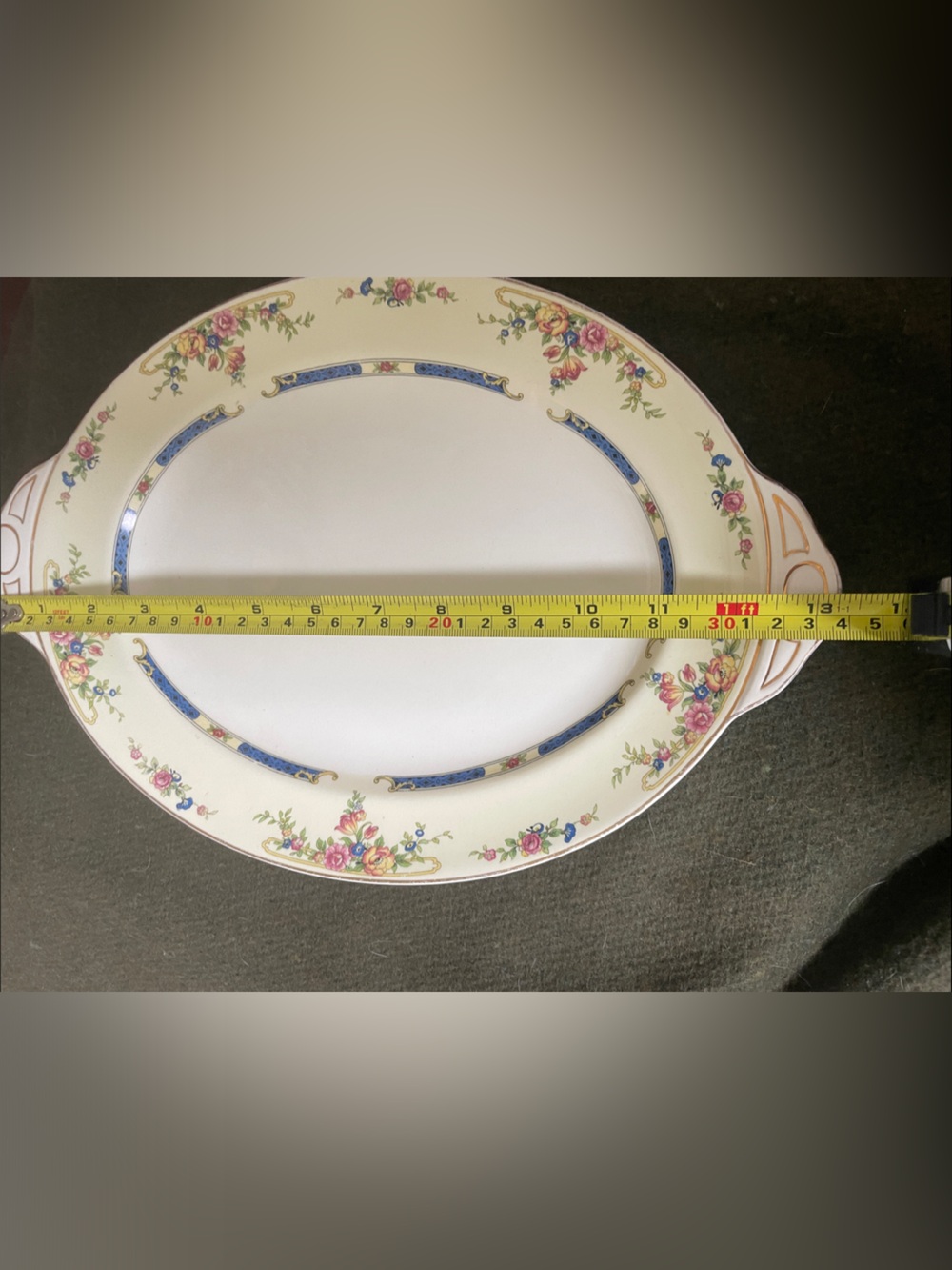 Pareek Johnson Bros Vintage Floral Ivory Serving Platter with Blue Accents - Picture 7 of 8